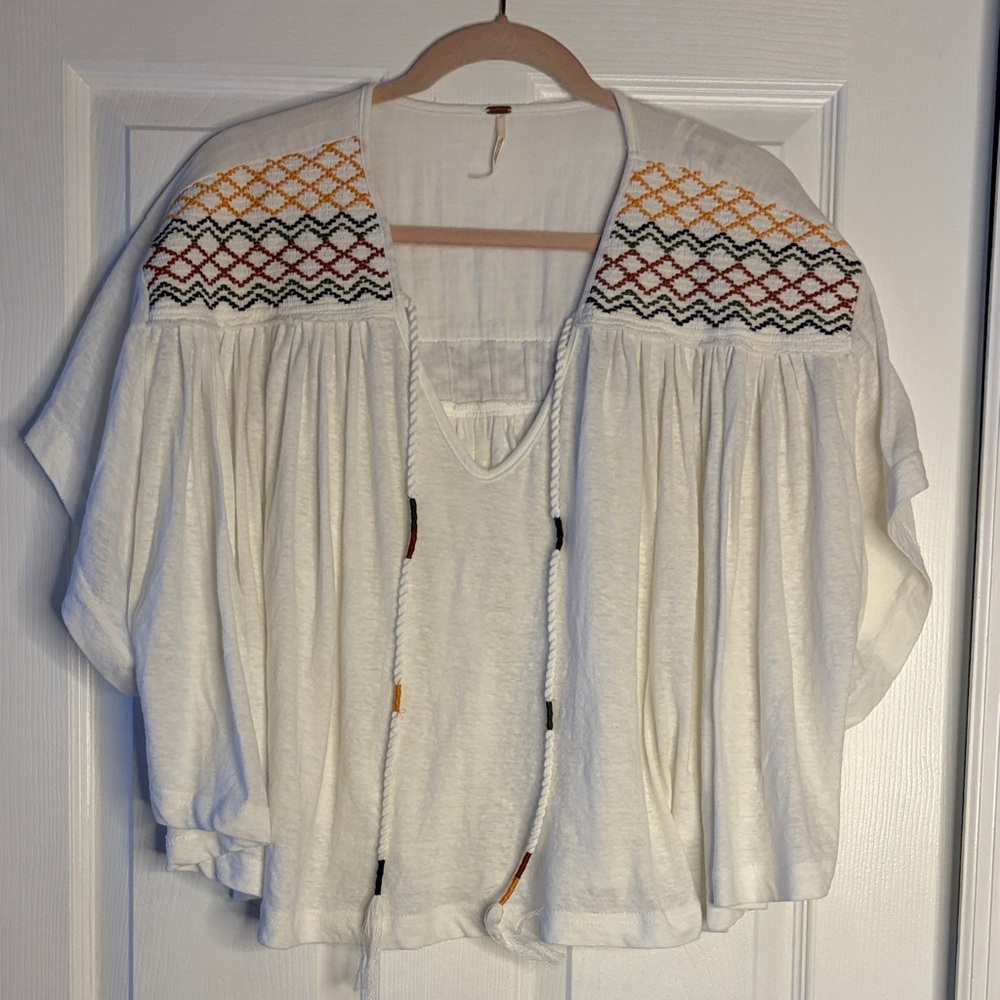 Free People Bohemian Embroidered Top sz medium